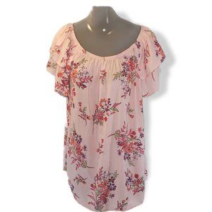 Terra & Sky Women's Multicolor Floral Scope Neck Top - Size 14W